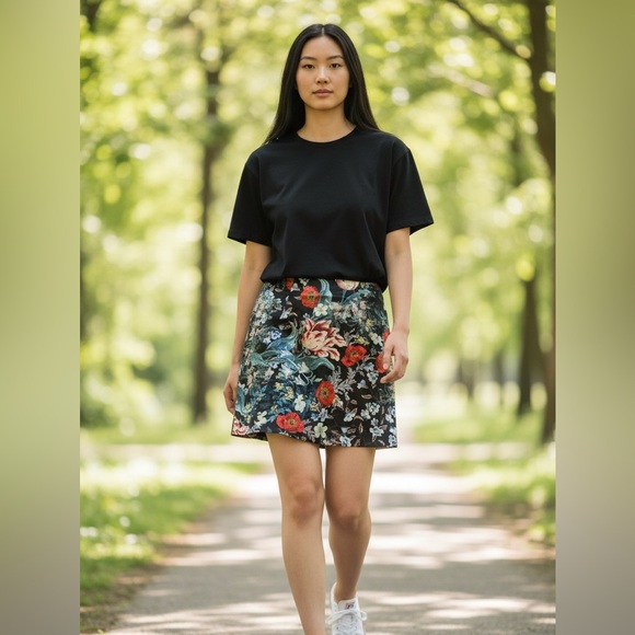 MINKPINK Dresses & Skirts - MINKPINK Floral Mini Skirt  flowers Black